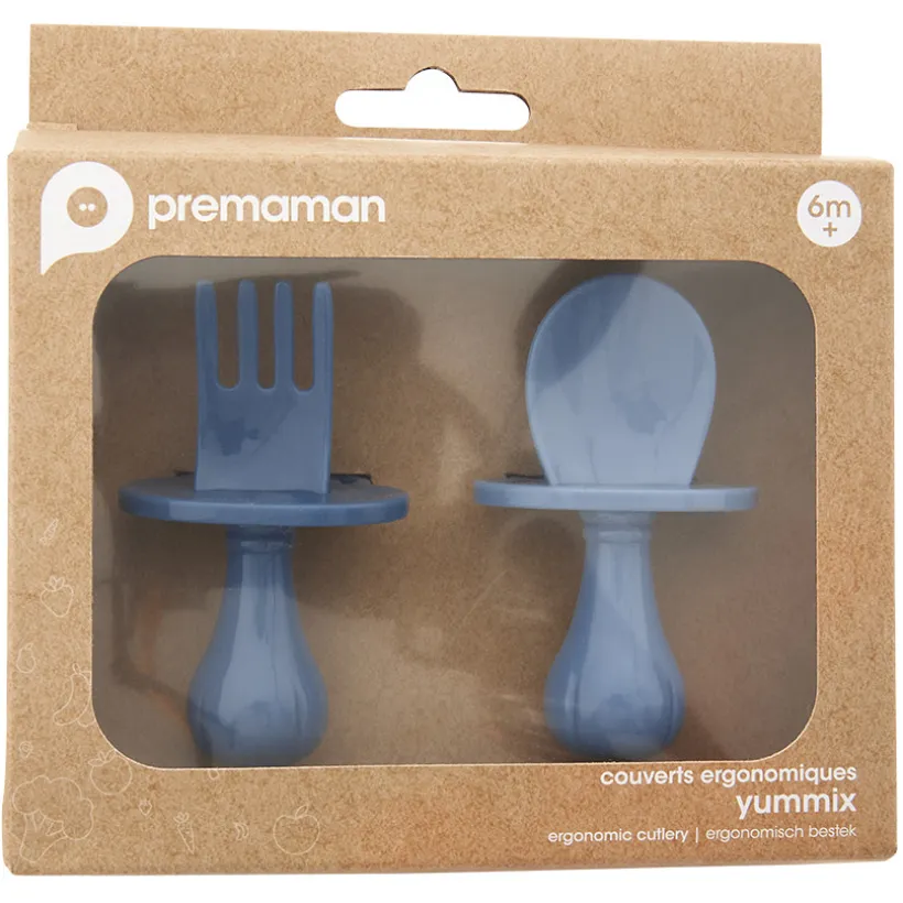 Lot de 2 couverts ergonomiques montessori Miamix bleu