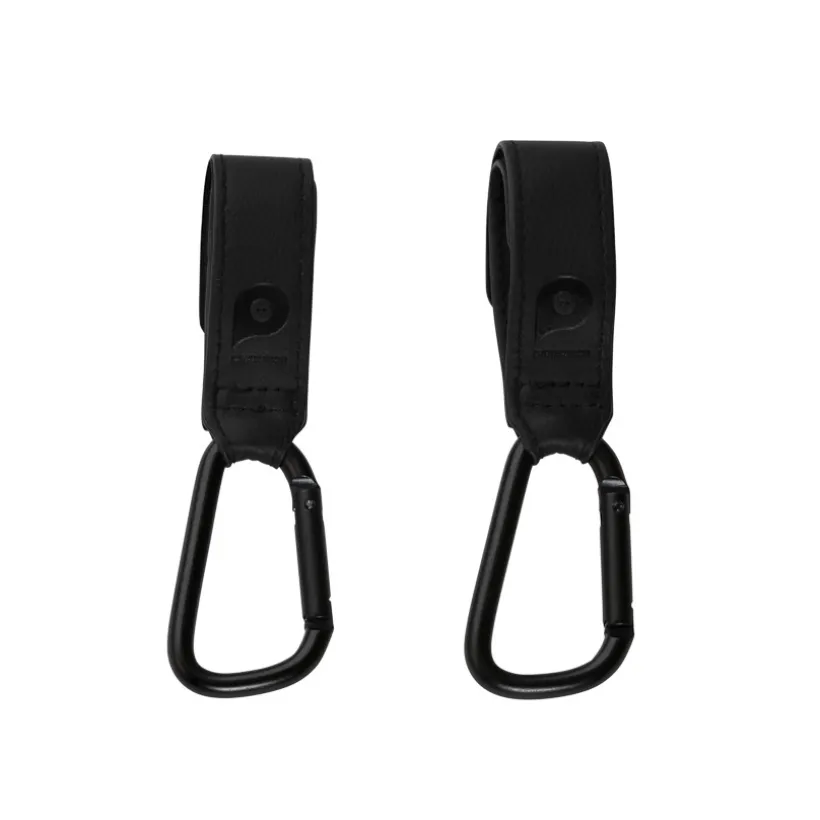 Lot de 2 crochets de poussette Simone en simili cuir noir