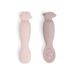Lot de 2 cuillères 1er âge en silicone Tiny Farm rose