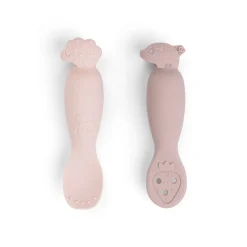 Lot de 2 cuillères 1er âge en silicone Tiny Farm rose