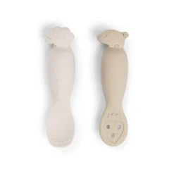 Lot de 2 cuillères 1er âge en silicone Tiny Farm sable