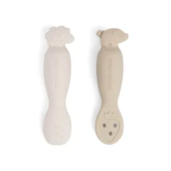 Lot de 2 cuillères 1er âge en silicone Tiny Farm sable
