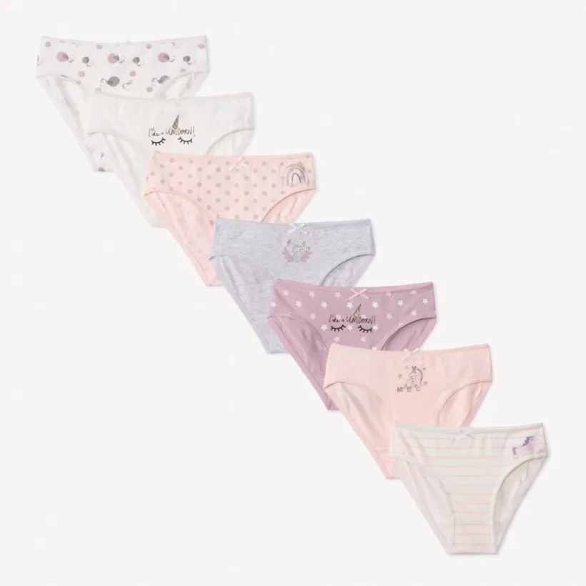 Lot de 7 culottes en jersey print licorne pour fille
