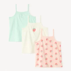 Lot de 3 débardeurs motif fraises pour bébé fille