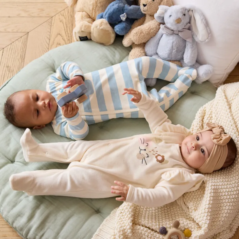Lot de 2 dors-bien fantaisie en velours pour bébé fille avec ouvertures différentes selon l'âge