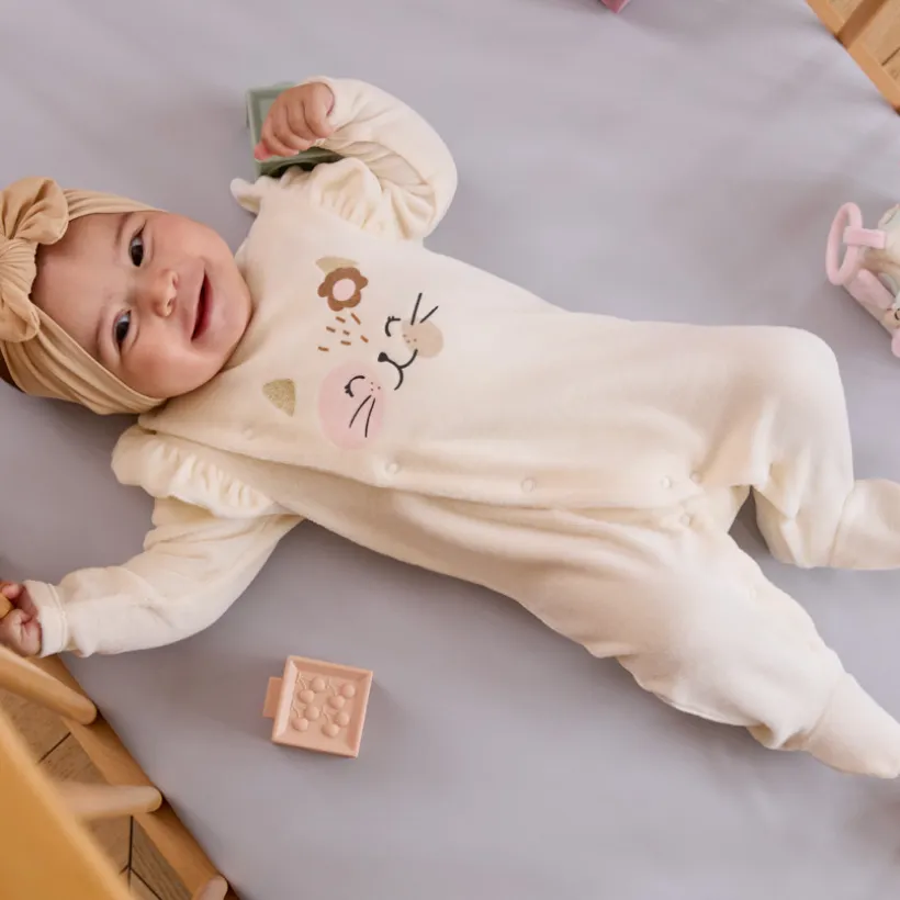 Lot de 2 dors-bien fantaisie en velours pour bébé fille avec ouvertures différentes selon l'âge