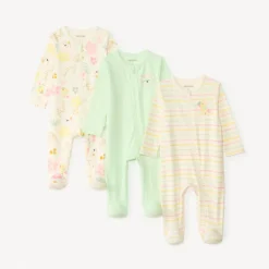 Lot de 3 dors-bien manches longues zippés devant motifs fantaisie pour bébé fille