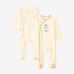 Lot de 2 dors-bien manches longues motifs croissant pour bébé garçon (ouvertures différentes selon l'âge)