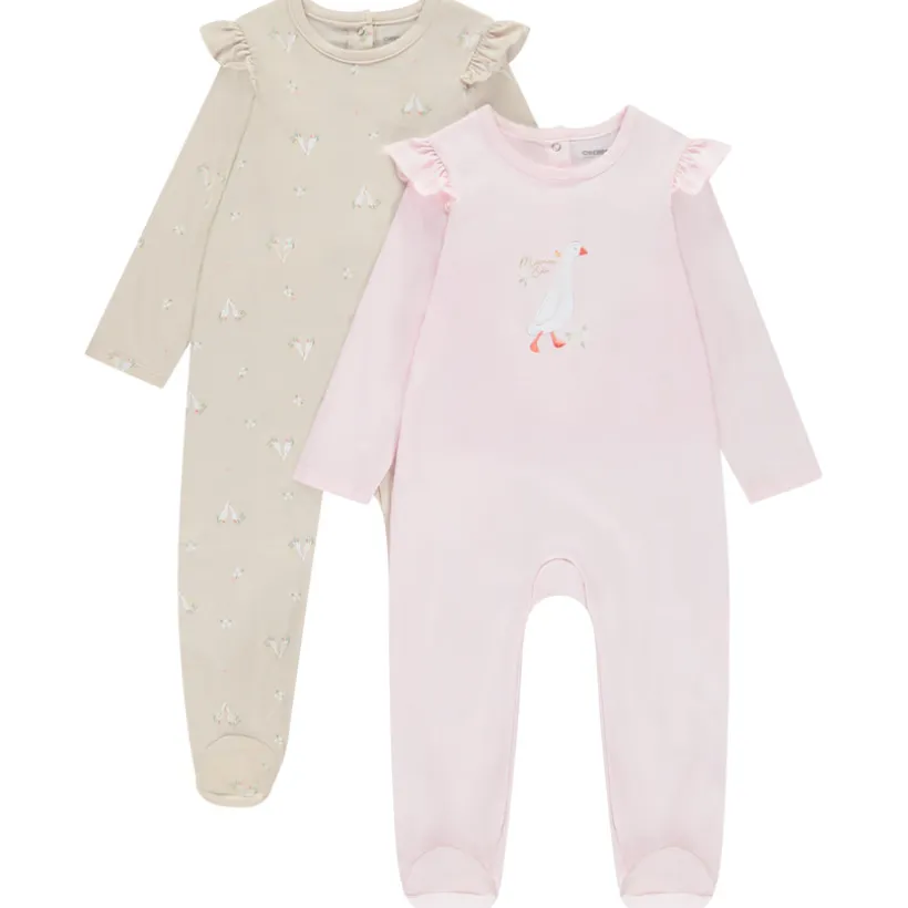 Lot de 2 dors-bien motifs oies pour bébé fille avec ouvertures différentes selon l'âge