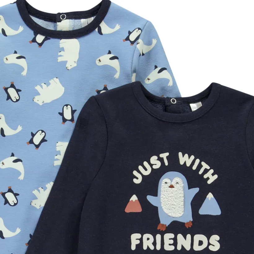 Lot de 2 dors-bien motifs Pingouin pour bébé garçon avec ouvertures différentes selon l'âge