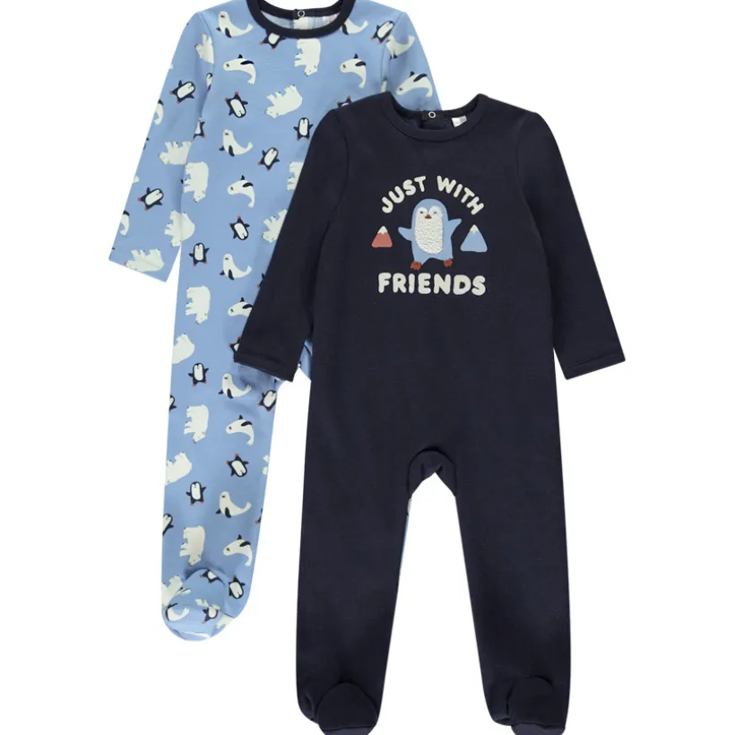 Lot de 2 dors-bien motifs Pingouin pour bébé garçon avec ouvertures différentes selon l'âge
