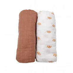 Lot de 2 draps housses en coton organique pour lit bébé Sunlight