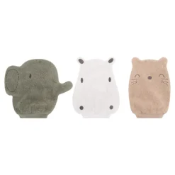 Lot de 3 gants de toilettes Animaux de la savane