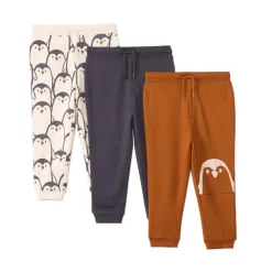 Lot de 3 joggings molleton motifs pingouin pour bébé garçon