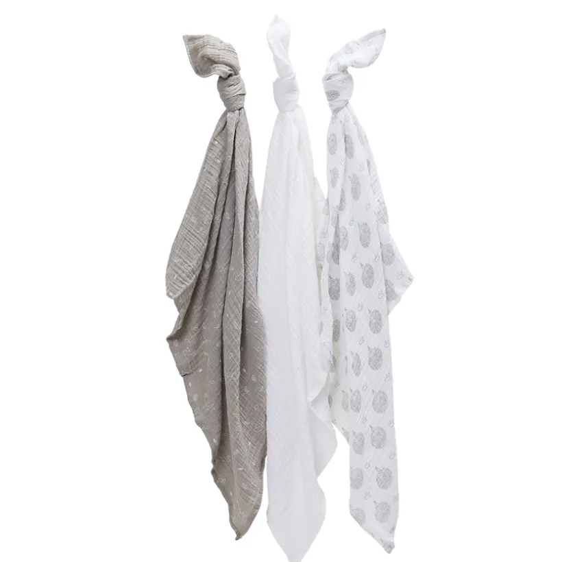 Lot de 3 langes en coton motif oiseaux Feather