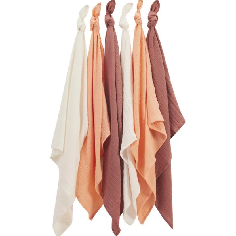 Lot de 6 langes en coton 70 x 70 cm