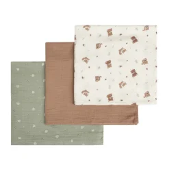 Lot de 3 langes en gaze de coton Roi des Forêts