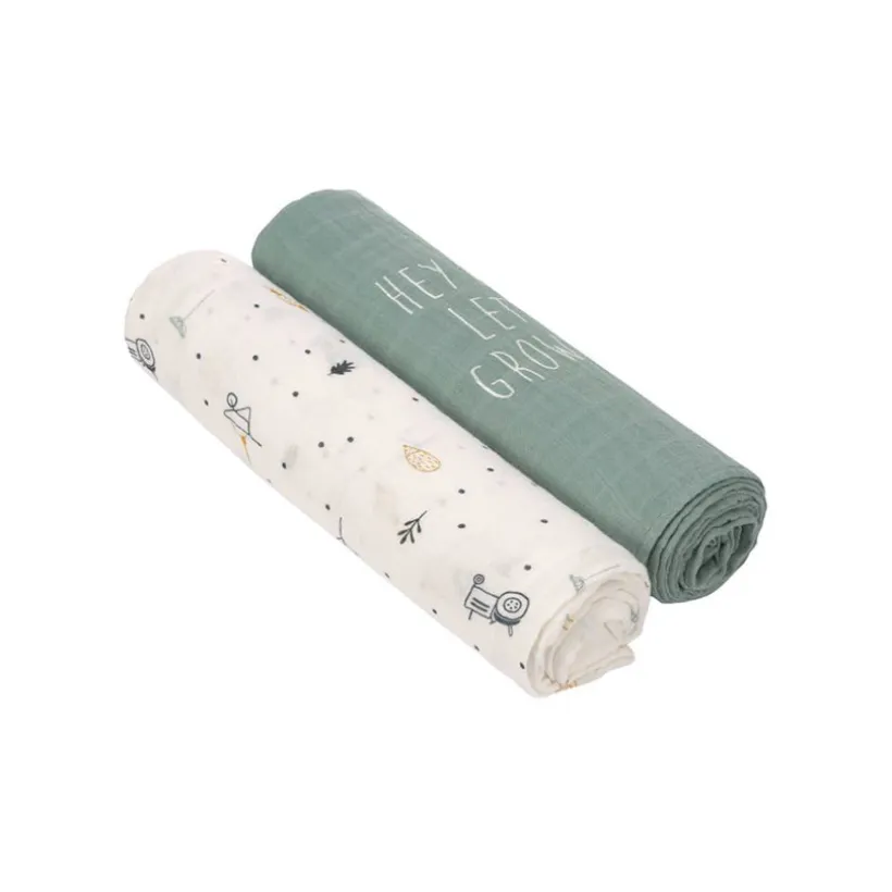 Lot de 2 langes en mousseline 120 x 120 cm Garden Explorer