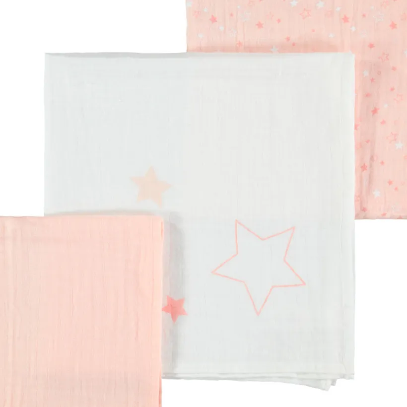 Lot de 3 langes en tétra motif étoiles