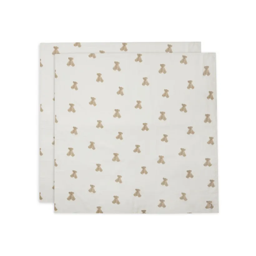 Lot de 2 langes gaze de coton 115x115cm Teddy Bear