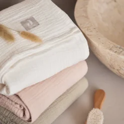 Lot de 4 langes tétra gaze de coton Wild Rose et Ivory 70 x 70cm