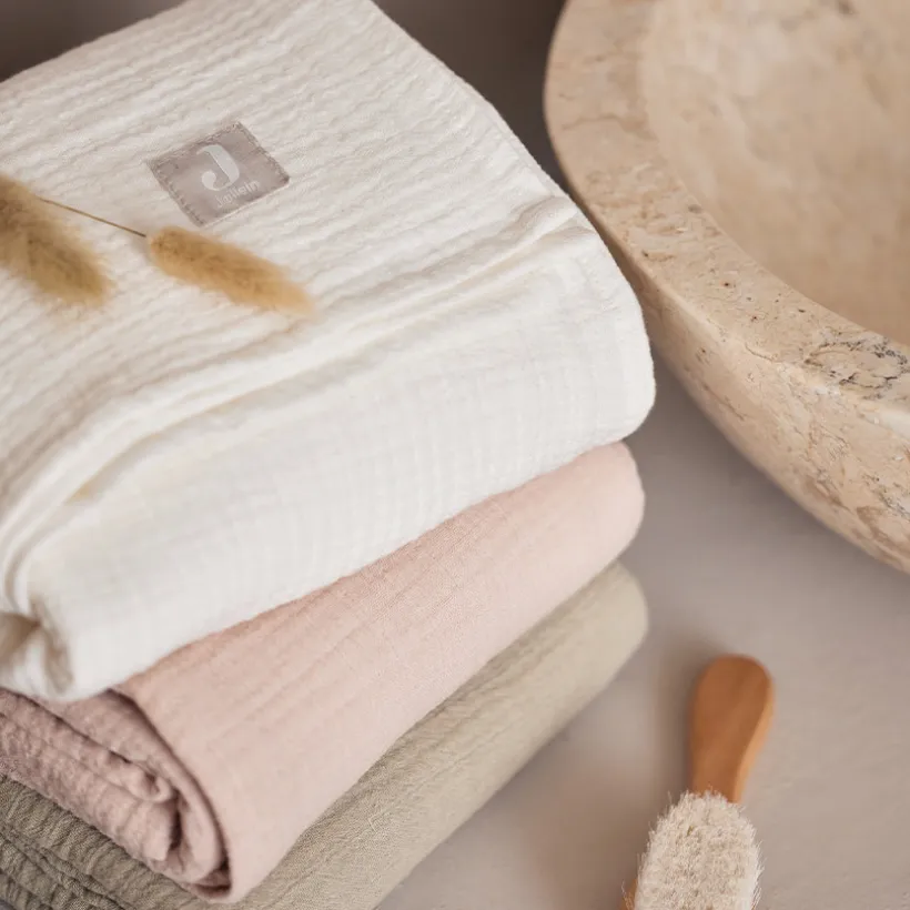Lot de 4 langes tétra gaze de coton Wild Rose et Ivory 70 x 70cm
