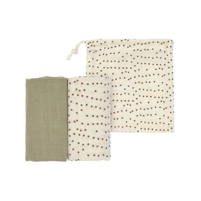 Lot de 2 langes 60x60cm Caramel