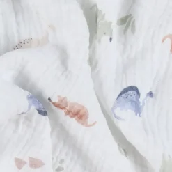 Lot de 3 langes 70x70cm Mousseline de coton bio Dino