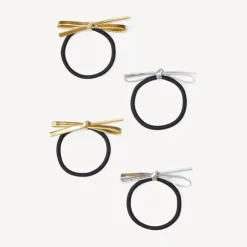 Lot de 4 élastiques avec nœuds en similicuir pour fille