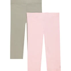 Lot de 2 leggings courts unis print logo pour fille