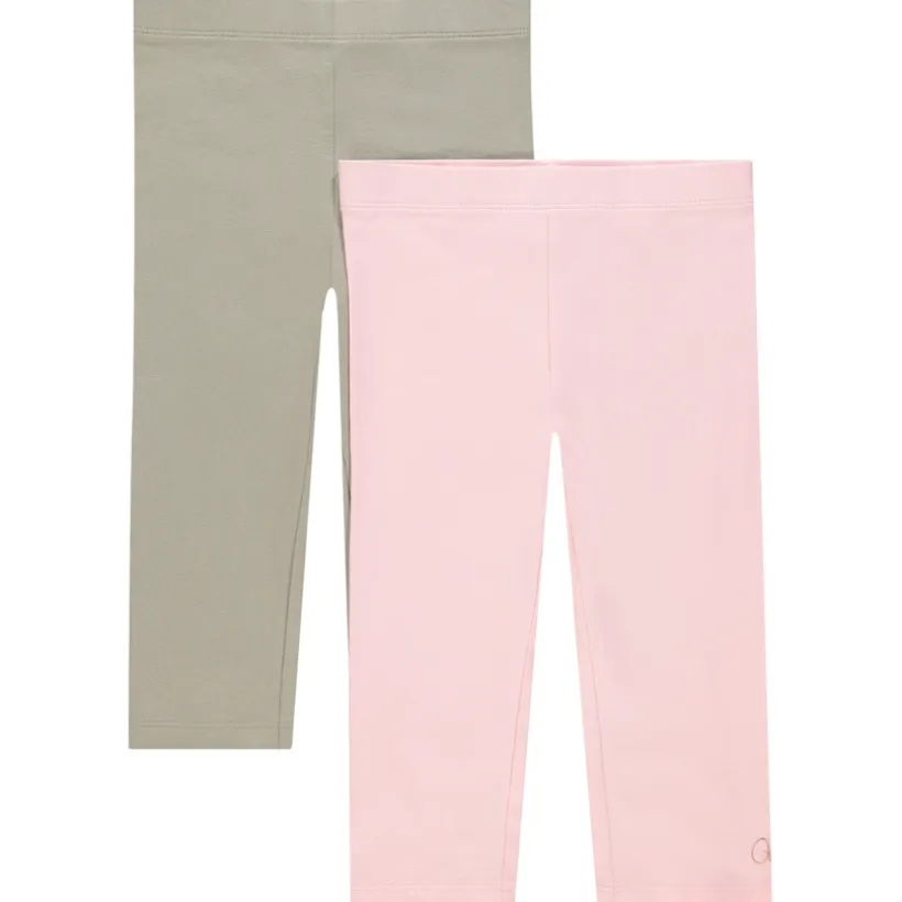 Lot de 2 leggings courts unis print logo pour fille