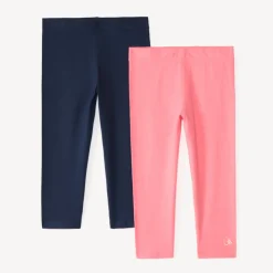 Lot de 2 leggings courts unis print logo pour fille