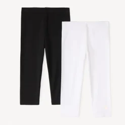 Lot de 2 leggings courts unis print logo pour fille