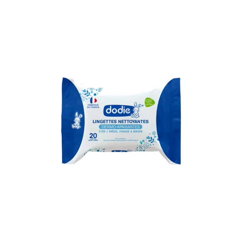 Lot de 20 lingettes dermo-apaisantes 3 en 1