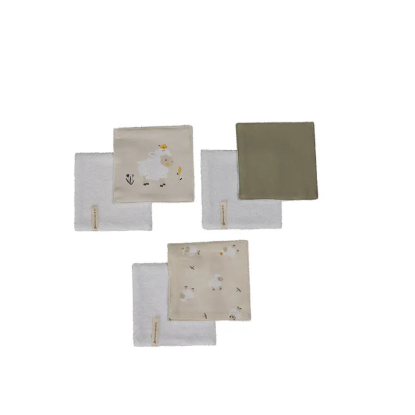 Lot de 6 lingettes lavables 12 x 12 cm en coton La Vie à la Ferme