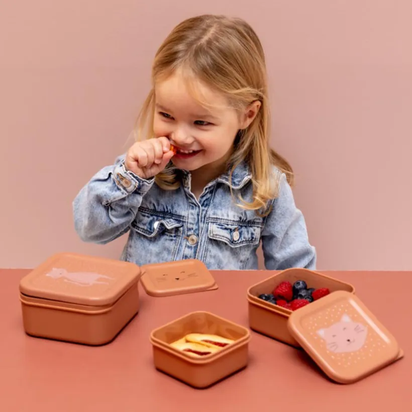 Lot de 3 lunchbox gigognes Mrs. Cat rose