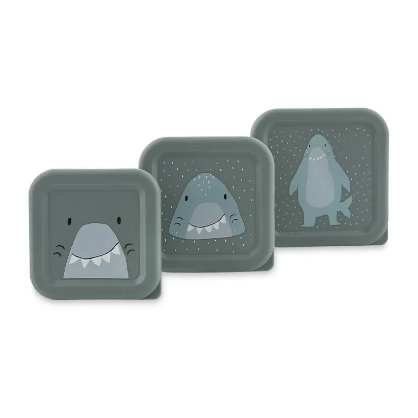 Lot de 3 lunchbox gigognes Mr. Shark gris