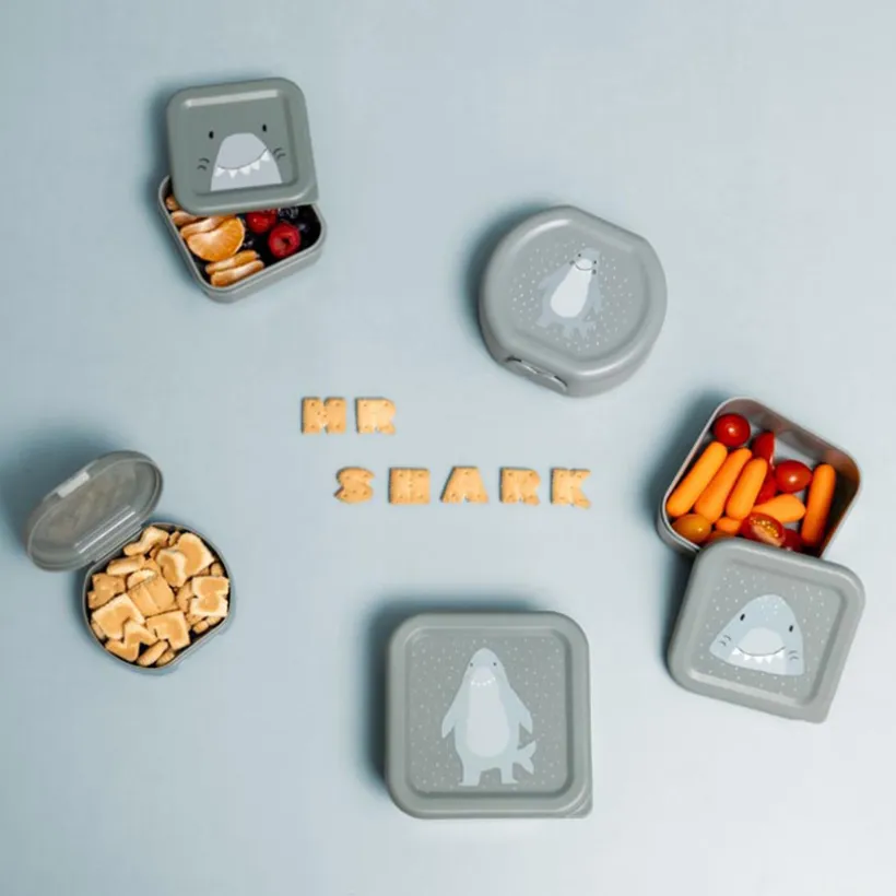 Lot de 3 lunchbox gigognes Mr. Shark gris