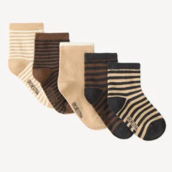 Lot de 5 paires chaussettes garçon à rayures et unies