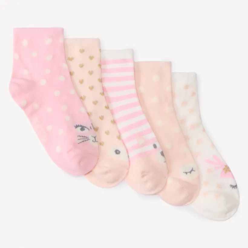 Lot de 5 paires de chaussettes animaux pour fille