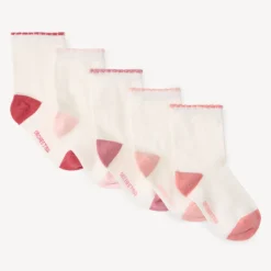 Lot de 5 paires de chaussettes bicolores pour bébé fille