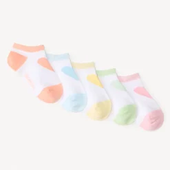 Lot de 5 paires de chaussettes courtes pastel pour fille