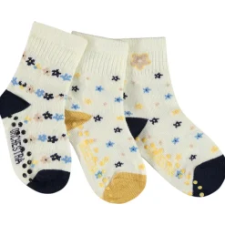 Lot de 3 paires de chaussettes fleuries antidérapantes pour bébé fille