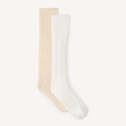 Lot de 2 paires de chaussettes hautes côtelées pour fille