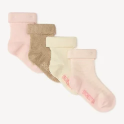 Lot de 4 paires de chaussettes retroussables en tricot pour bébé fille