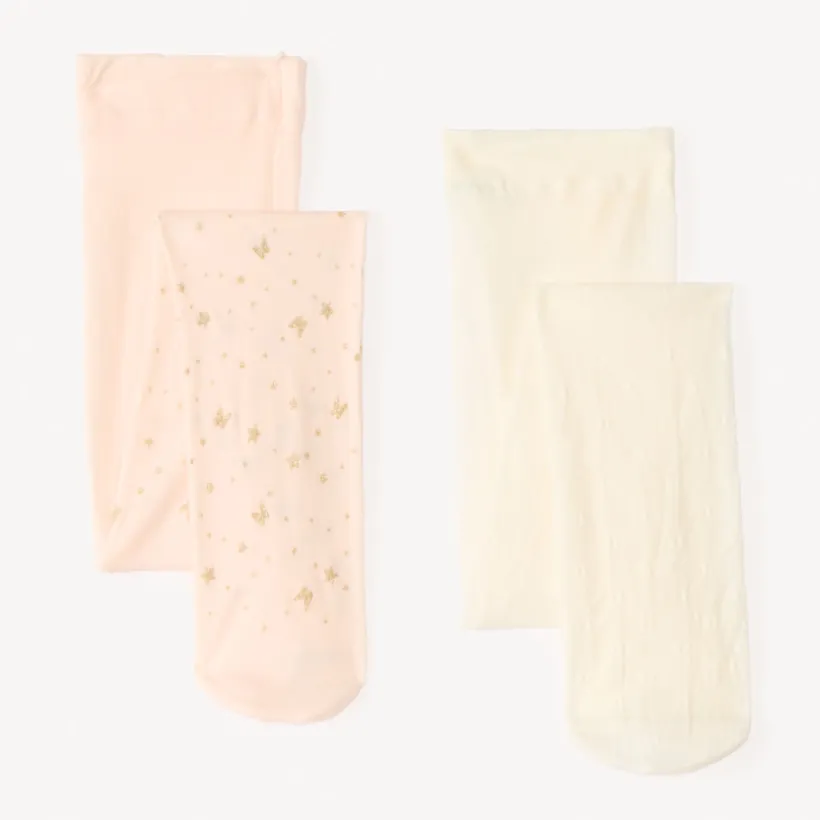 Lot de 2 paires de collants fins avec papillons pour bébé fille