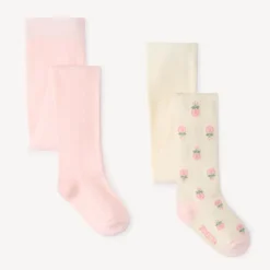 Lot de 2 paires de collants épais fantaisies pour bébé fille