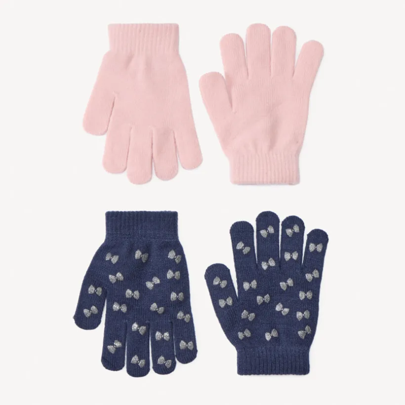 Lot de 2 paires de gants en tricot avec détails pailletés pour fille