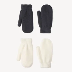 Lot de 2 paires de moufles en tricot uni pour fille