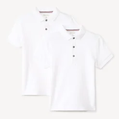 Lot de 2 polos manches courtes unis blancs pour garçon